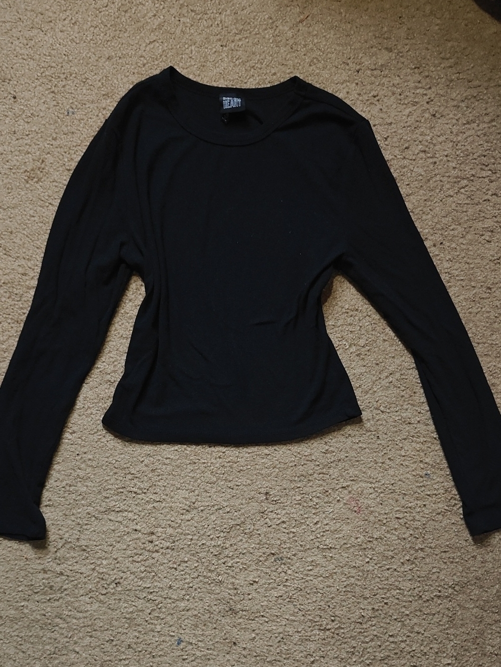 Derek Heart Black Long Sleeve Crewneck Tee